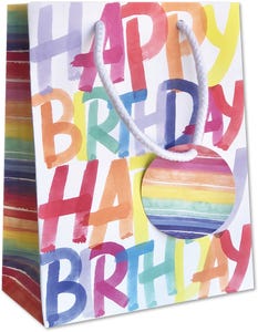Rainbow Birthday Gift Bag - Small - 7.5 x 6 x 3