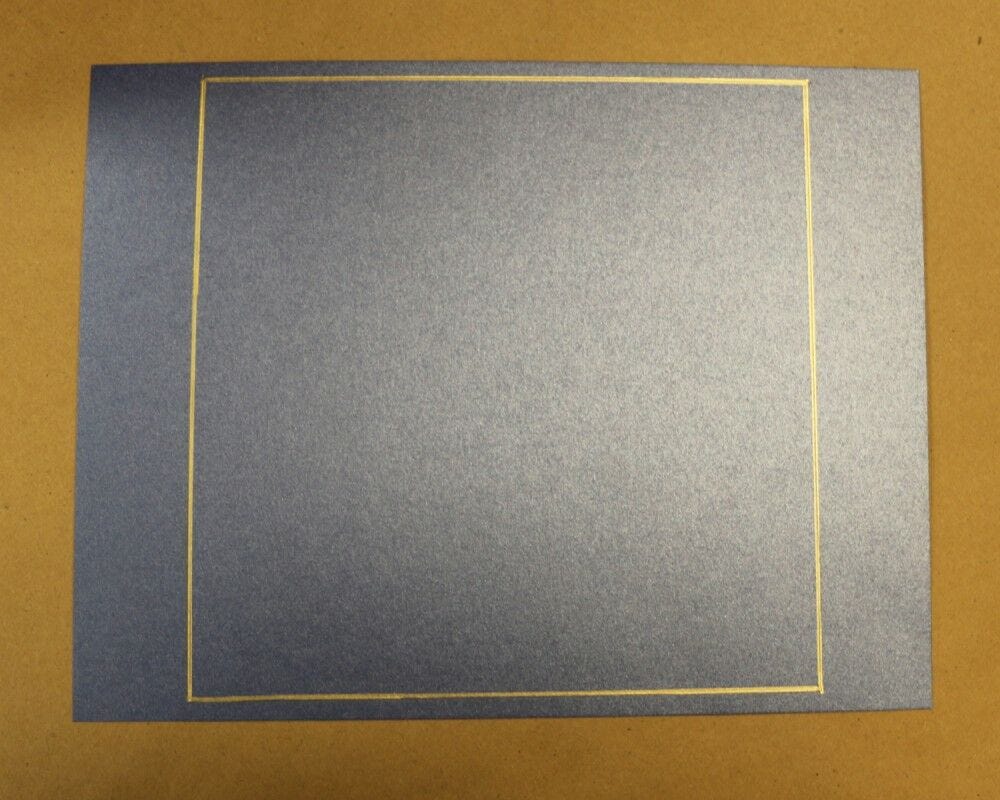 Blue cardstock, gold square drawn on