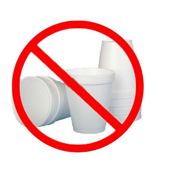 ban on styrofoam stacked white styrofoam cups with red line through it nyc styrofoam ban