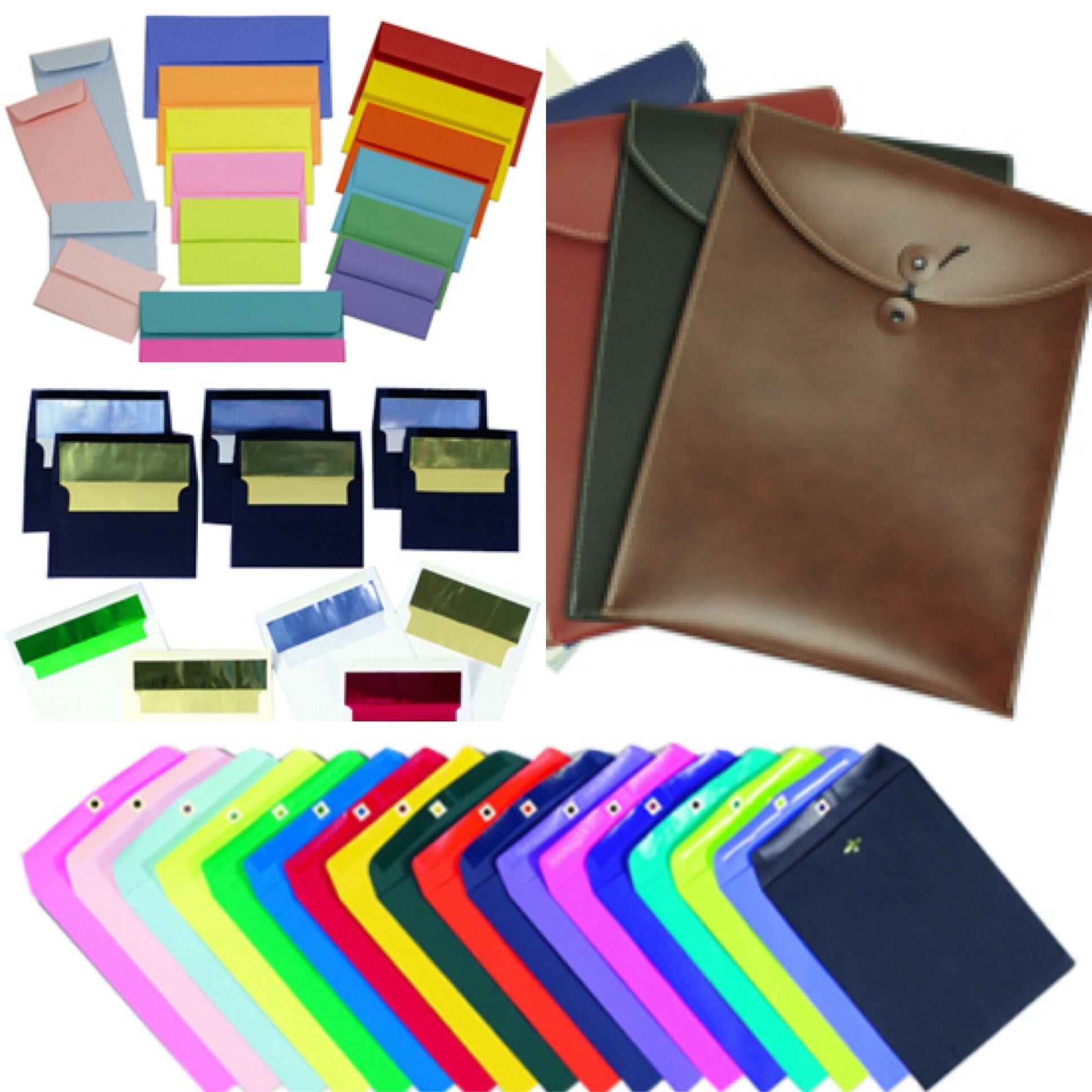amazing envelopes assortment of foil-lined, policy, straight-flap, open-clasp, and portfolio envelopes