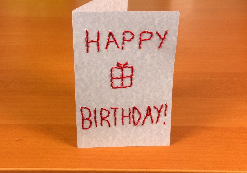Embroidered Card DIY Happy Birthday card