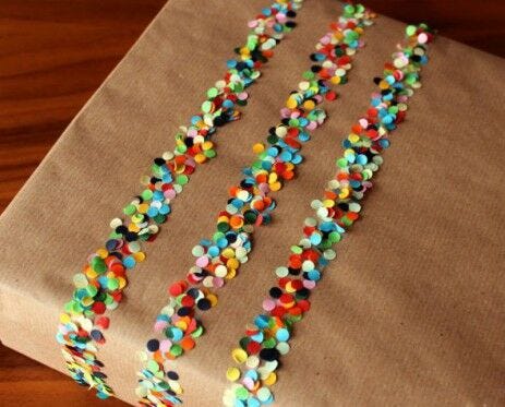 rainbow confetti tissue paper creative gift bow idea 