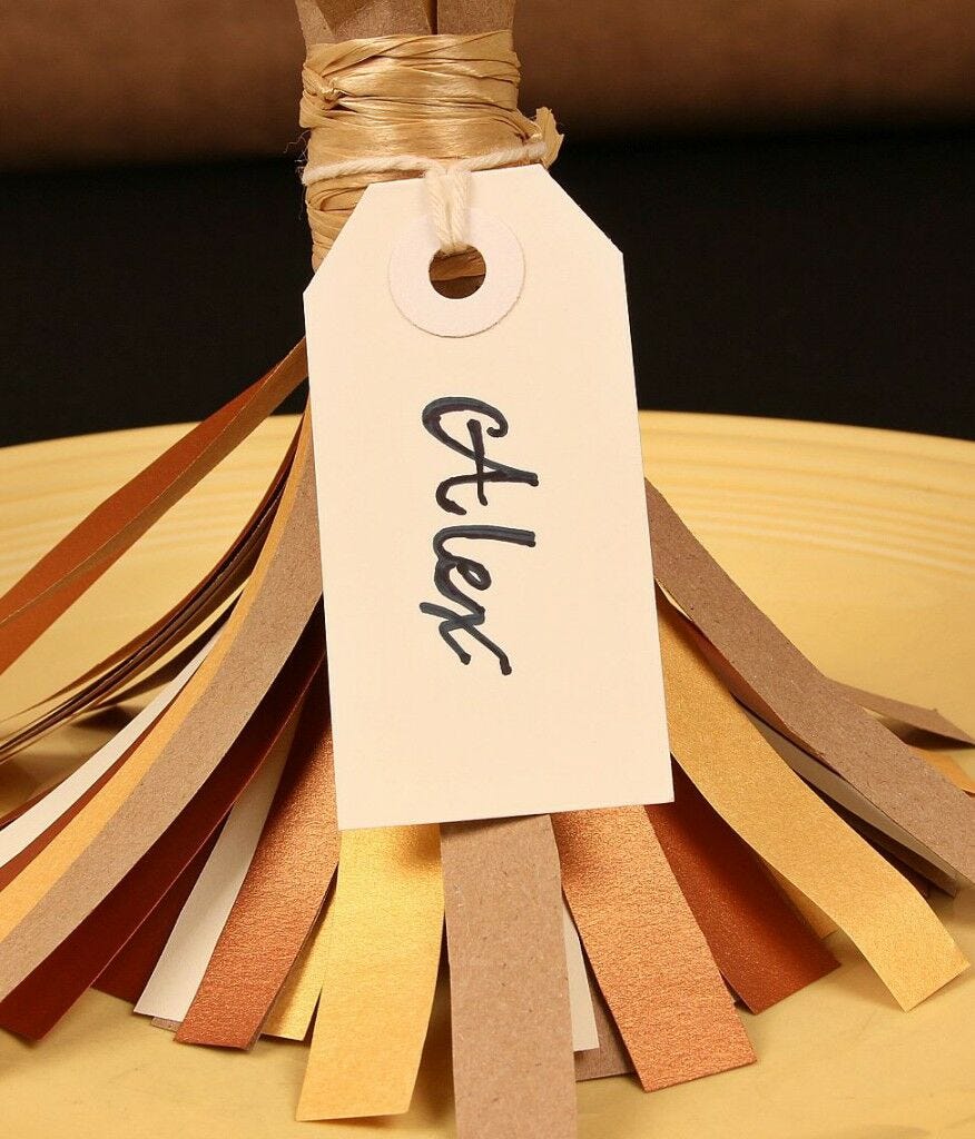 Name Gift Tag Homemade Thanksgiving Place Setting Idea