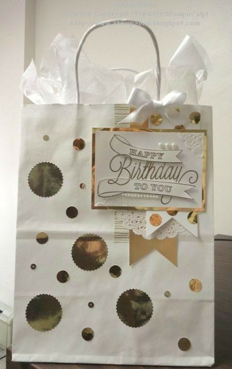 white & gold DIY gift bag