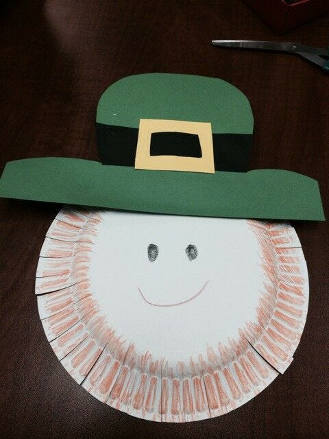 st. patty's day kid's craft: smiling leprechaun plate