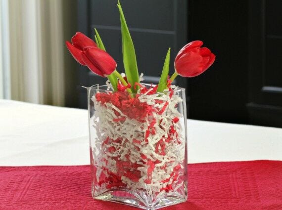 shredded paper centerpiece