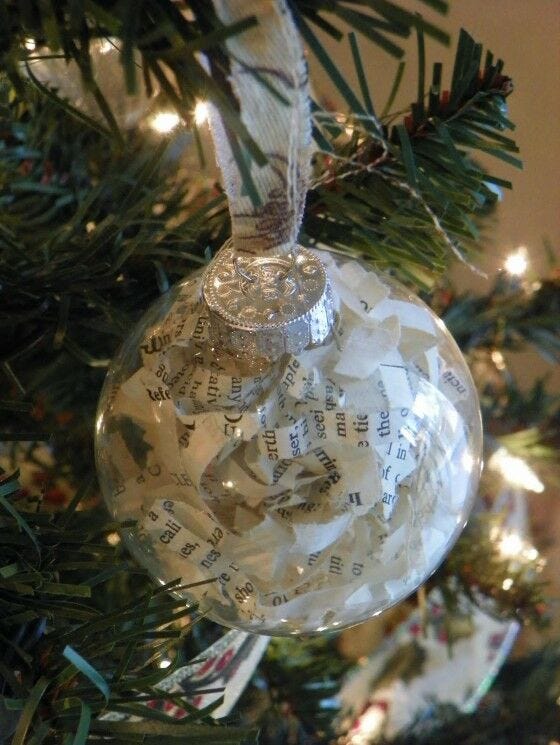 glass ornament, christmas, christmas ornament, decorations, shredded paper