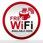 red and silver free wifi available sign