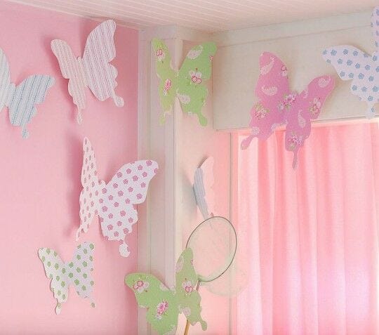 pink patterned butterflies on pink walls home decor