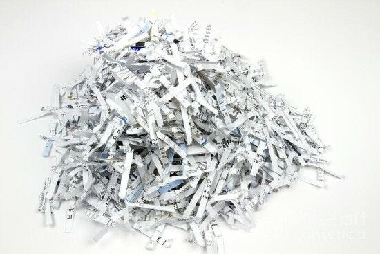 shredded paper, pile, scraps, scrap paper