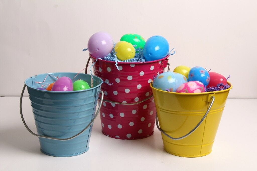 colorful easter egg buckets