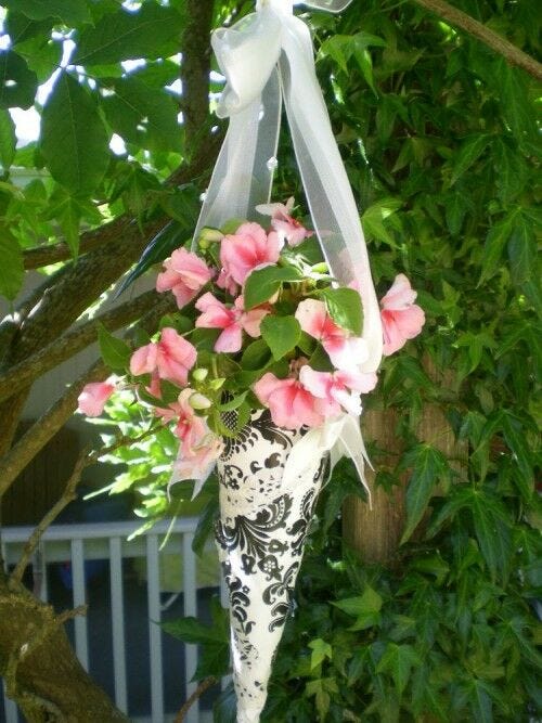 Pink flowers in cone