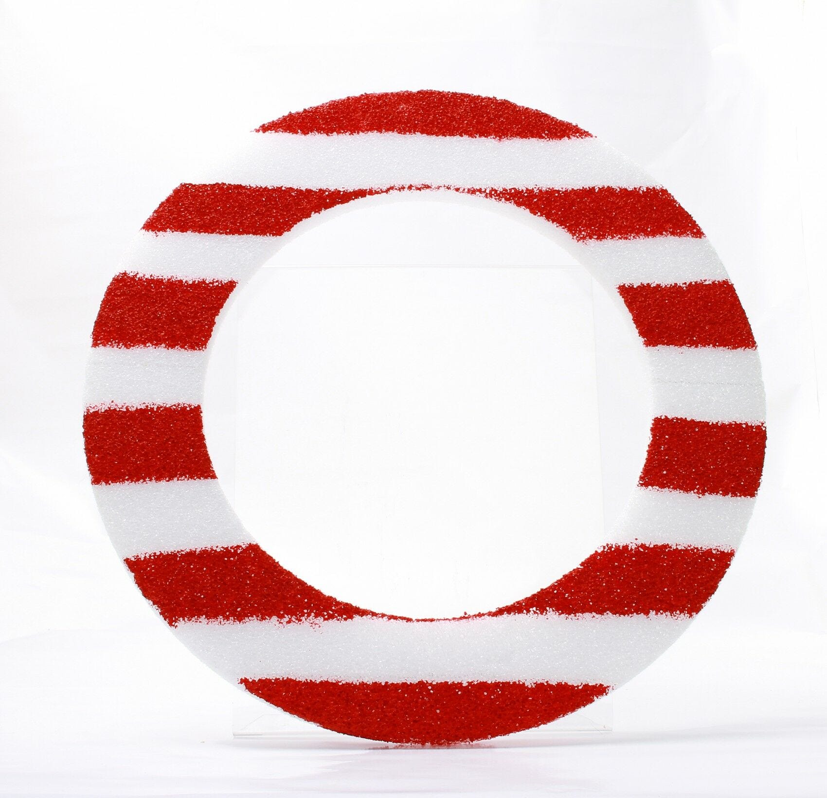 styrofoam circle, red stripes