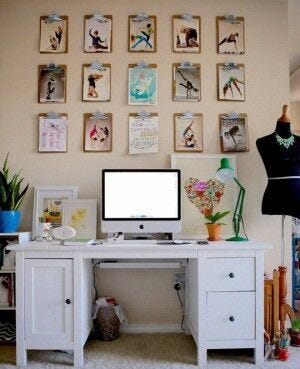 Clipboard gallery clipboard room art wall decor above white desk