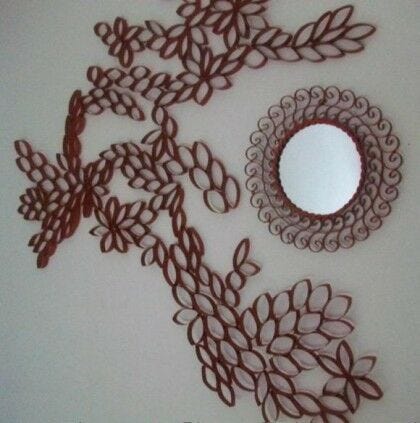 vines design on wall around mirror red vines design around mirror