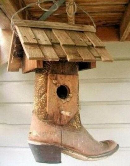 birdhouse made from cowboy boot cowboy boot birdhouse
