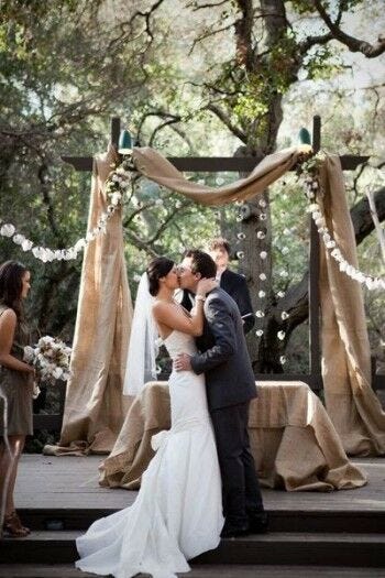 bride and groom kissing