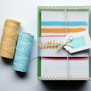 cards and stationery in box, twine cards, stationery, twine