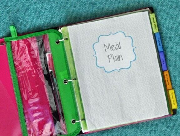 Binder, meal plan inside via Stacy's Savings