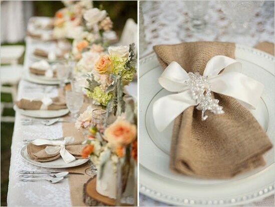 burlap table settings