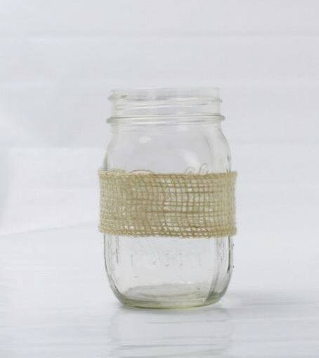 Mason jar, burlap ring