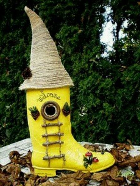 rain boot bird house