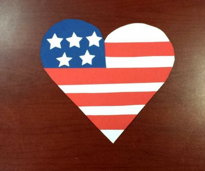 labor day paper craft american flag heart