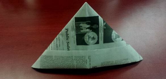 Completed newspaper hat