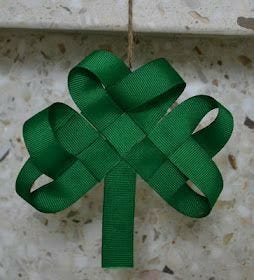 green grosgrain shamrock green grosgrain ribbon twisted in shamrock design hanging on brown twine