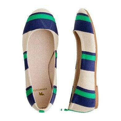 blue and green grosgrain shoe crewcuts cream flats with blue and green grosgrain ribbon stripes