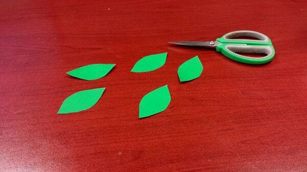 scissors, green leaf cutout