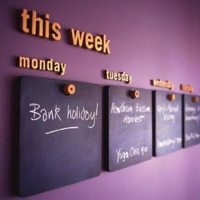 Week calendar, chalk chalk weekly calendar