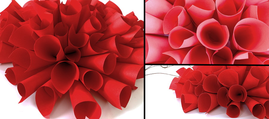 Red paper rolls valentine's day wreaths, diy wreath