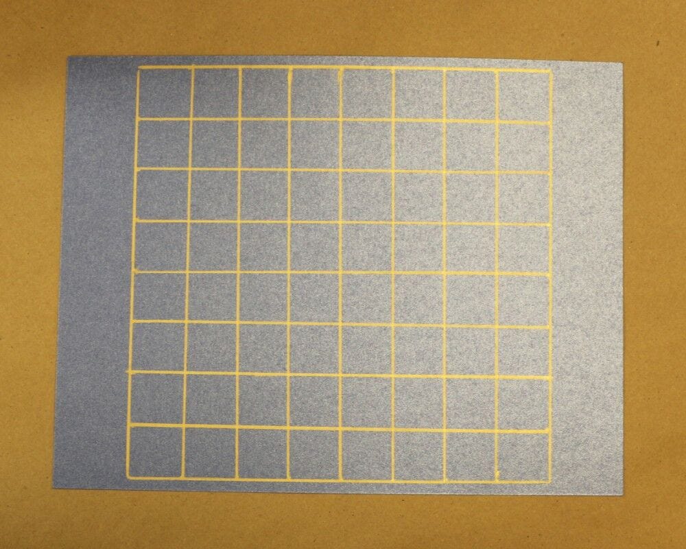 gold grid on blue card stock - checkerboard