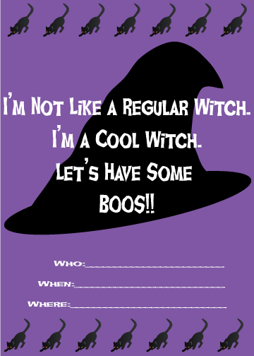 mean girls witch halloween invite and card