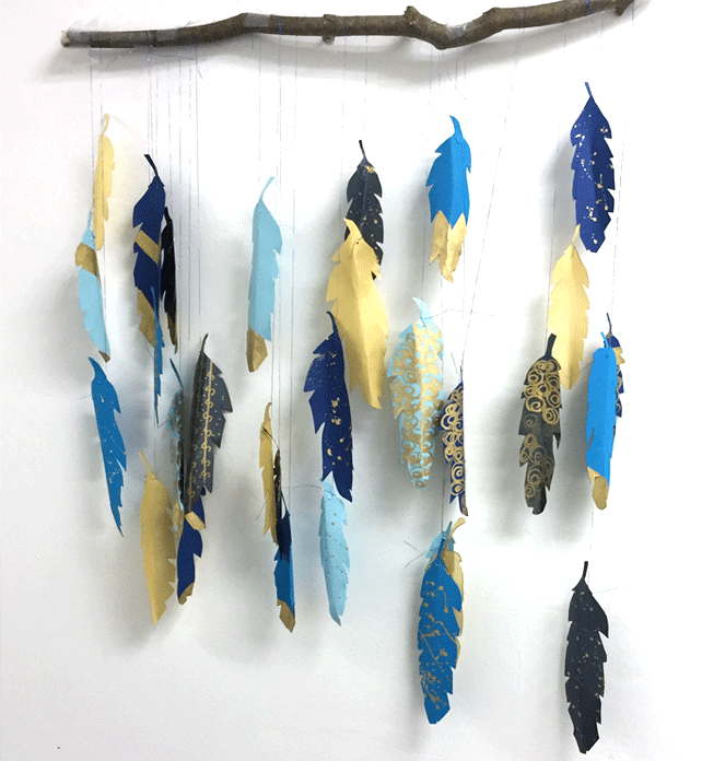 paper, cardstock, paint marker, diy feather garland