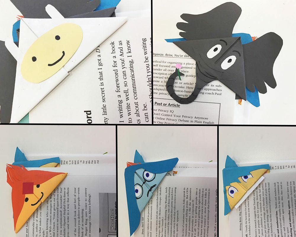 Completed DIY character bookmarks