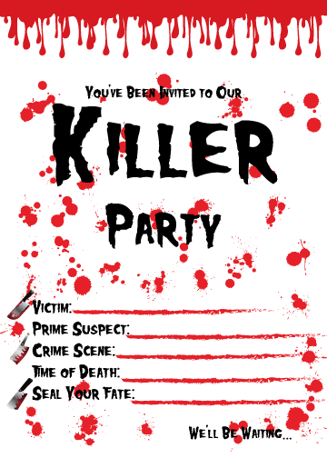 Free Printable Halloween Invites And Cards 2: killer party