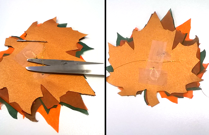 DIY Fall Table Decorations, Leaves, Thread, Tape 