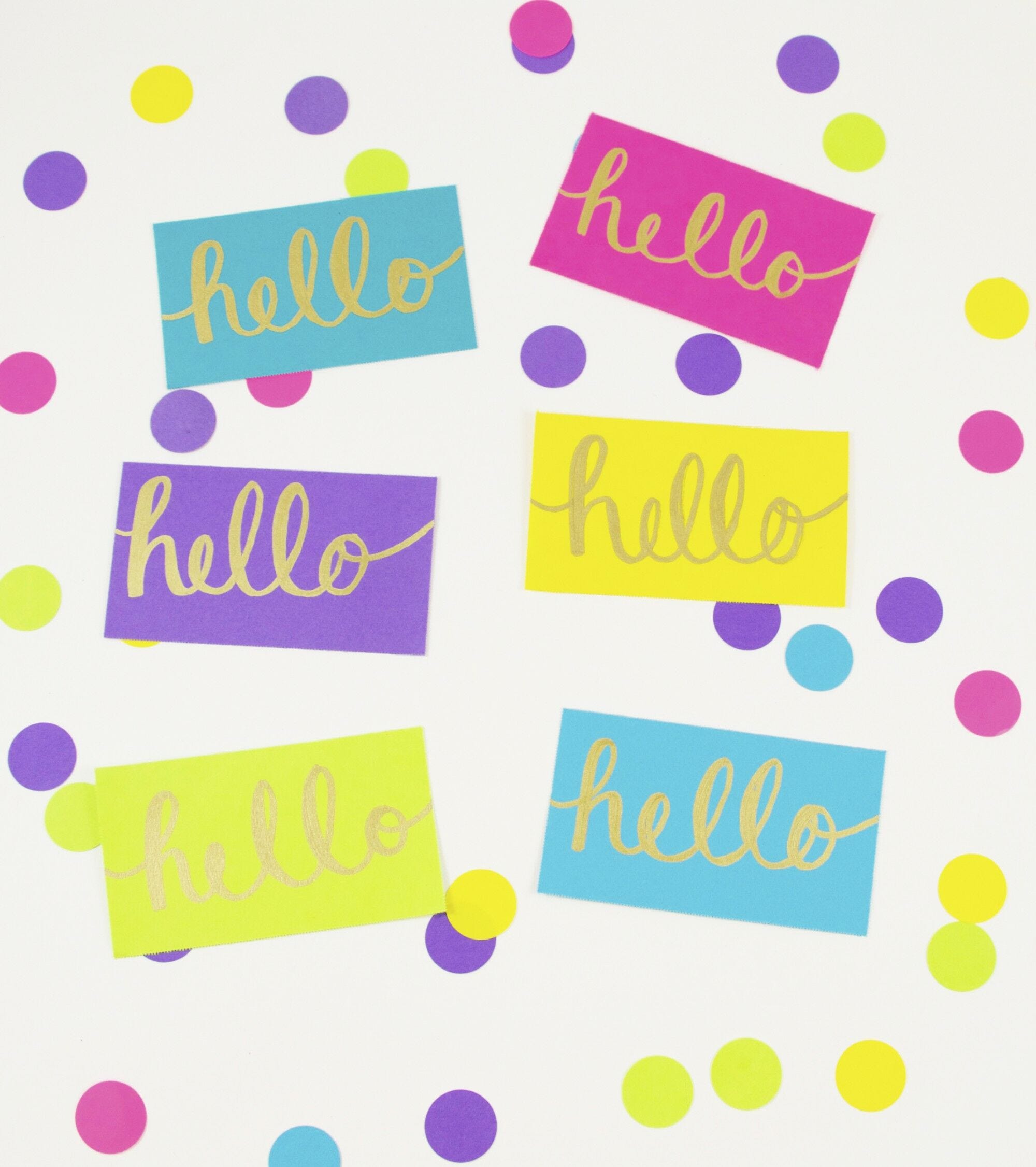 "Hello" multicolored business cards