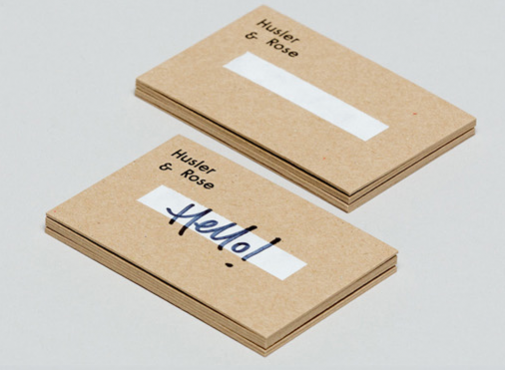 Brown business cards - "Husler & Rose - Hello!"