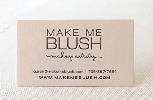 Makeup artist business card, "Make Me Blush"