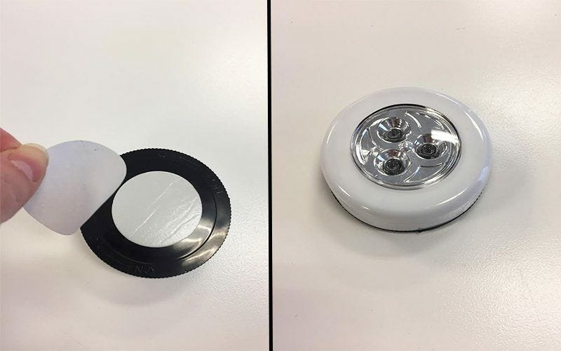 Two-inch battery operated push light