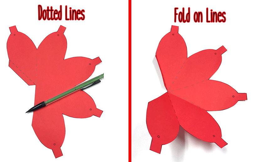 Christmas light shaped folded along dotted lines