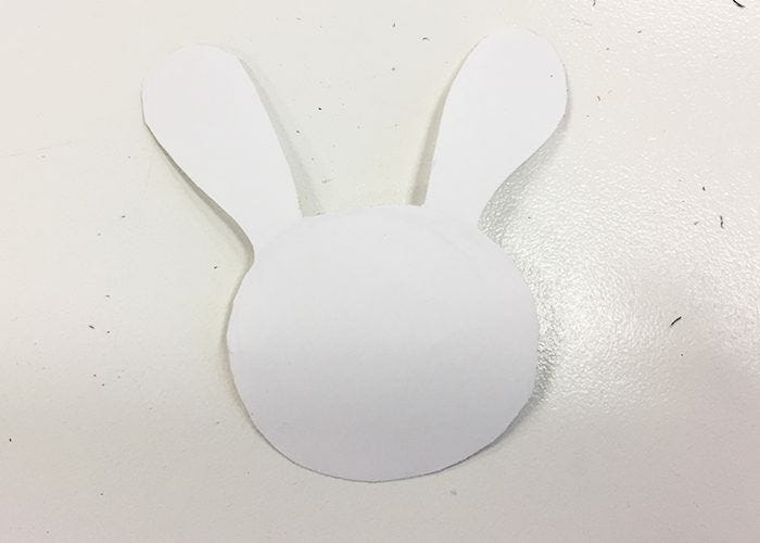 White bunny head shape cut out