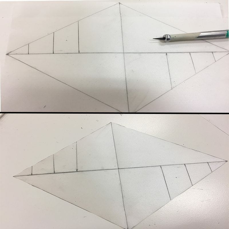 Diagram for cathedral lantern cut out of paper Lantern diagram cut out of paper sheet