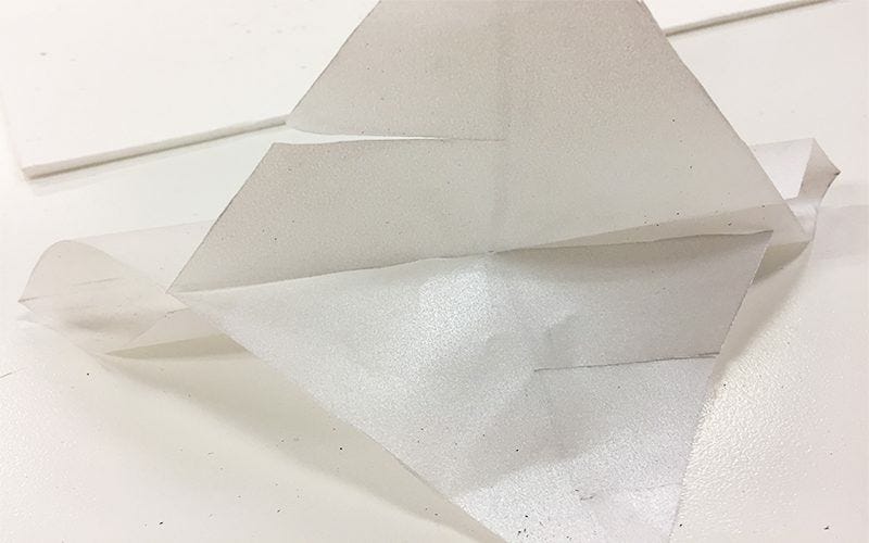 Paper folded along measured lines