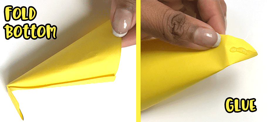 Fold bottom of cone and glue tab