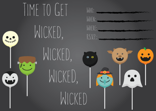 free printable halloween invites and cards: time to get wicked with spooky pops