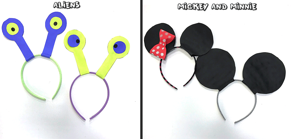 alien eyes headband, mickey and minnie mouse headbands